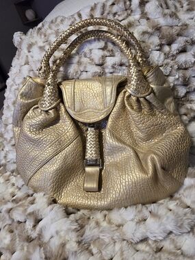 Fendi Authentic Metallic Gold Leather Spy Bag - Shoulder Bag - Hand Bag